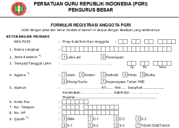 Pendaftaran PGRI Pulang Pisau - Persatuan Guru Republik Indonesia Cabang Pulang Pisau